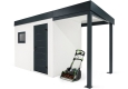 GARDEON® Gartenhaus mit Hörmann-Tür, Fenster und überdachtem Bereich